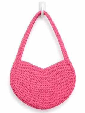 Pink Crochet Shoulder Bag in heart shape